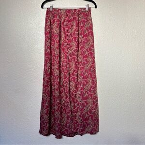 Angie Red & Cream Paisley Print Button Down Maxi Skirt Small